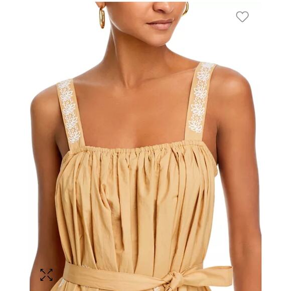 MOTHER The More is More Maxi Dress Khaki Embroidered Sundress Belted Boho L NWT - Picture 5 of 16